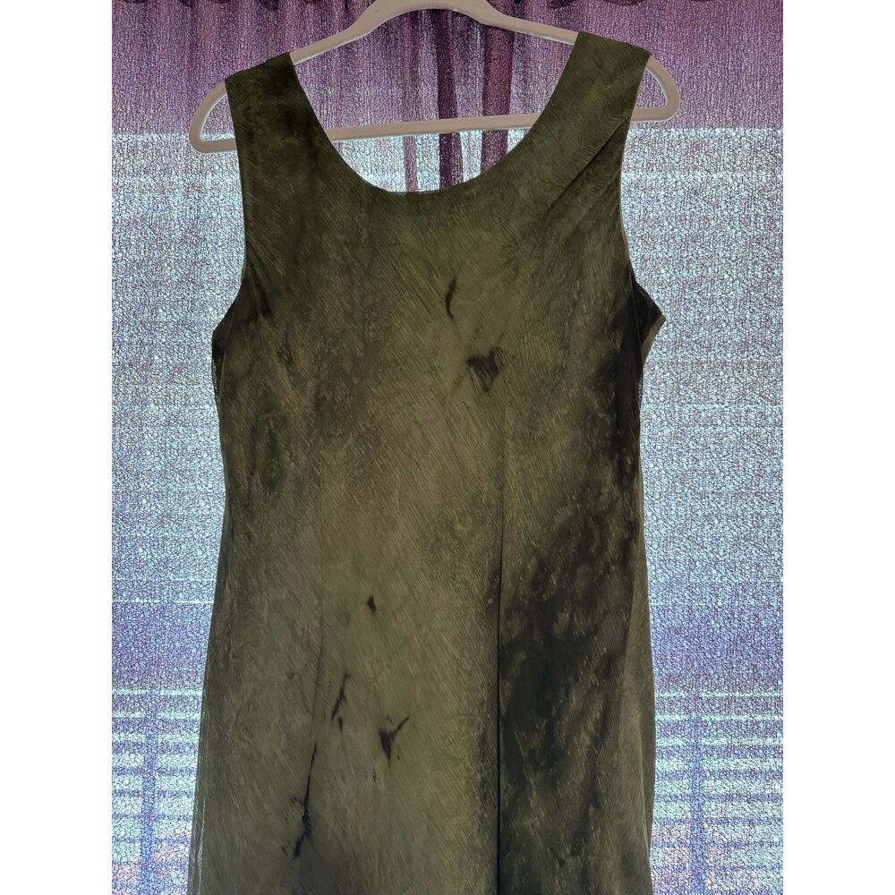 Vintage Y2K Brushed/Tie-Dye Green Pattern K Woman Petite Dress Size 18WP